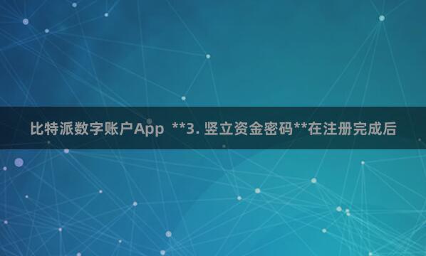 比特派数字账户App  **3. 竖立资金密码**在注册完成后