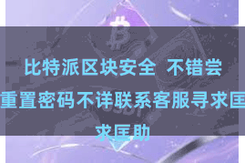 比特派区块安全  不错尝试重置密码不详联系客服寻求匡助