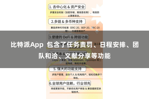 比特派App  包含了任务责罚、日程安排、团队和洽、文献分享等功能